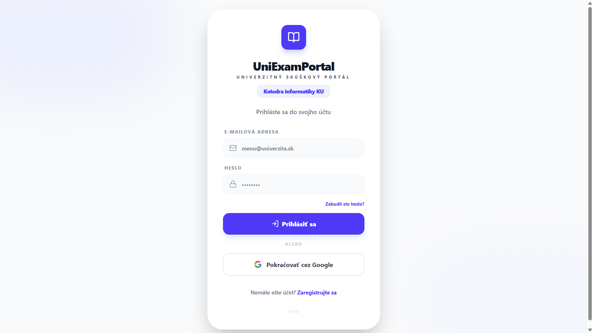 WEBSITE: EXAM.UNIoT.sk